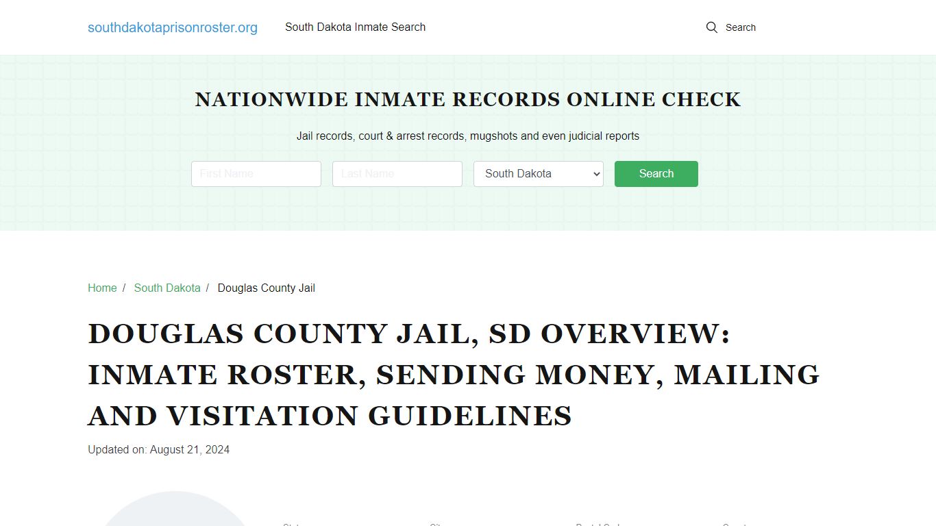 Douglas County Jail, SD: Offender Search, Visitation & Contact Info